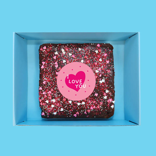 Personalised Image Loaded Brownie with Blue Sprinkles - Goldelucks 