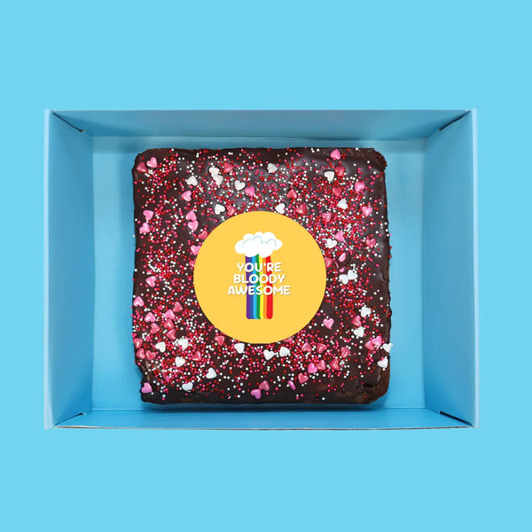 Personalised Image Loaded Brownie with Blue Sprinkles - Goldelucks 