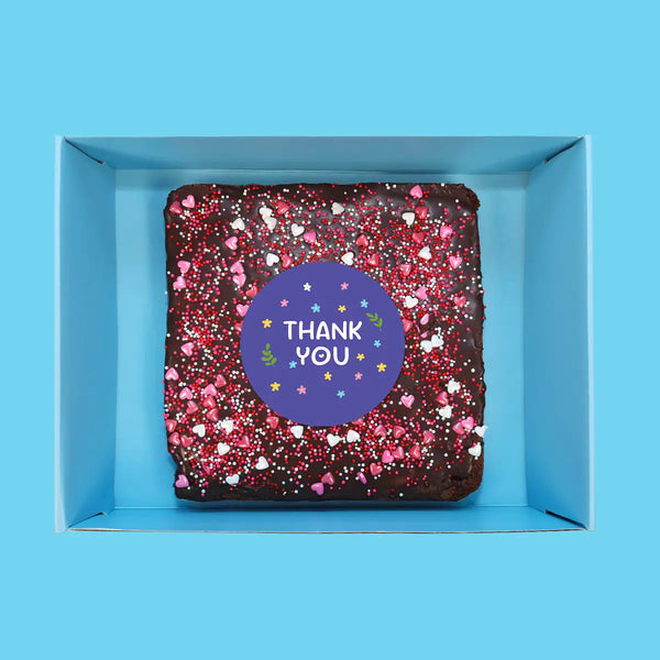 Personalised Image Loaded Brownie with Blue Sprinkles - Goldelucks 