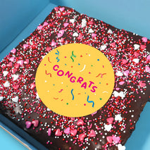 Personalised Image Loaded Brownie with Blue Sprinkles - Goldelucks 