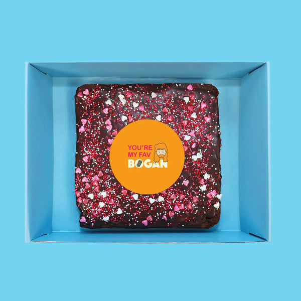 Personalised Image Loaded Brownie with Blue Sprinkles - Goldelucks 