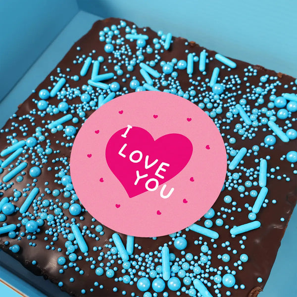 Personalised Image Loaded Brownie with Rainbow Sprinkles - Goldelucks 