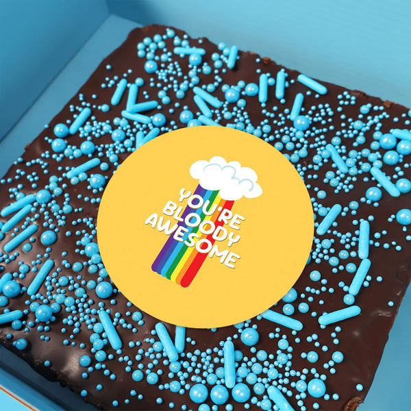 Personalised Image Loaded Brownie with Rainbow Sprinkles - Goldelucks 