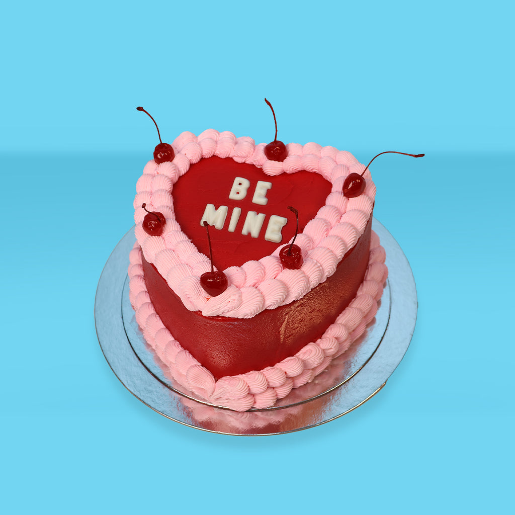 BE MINE Red Heart Cake