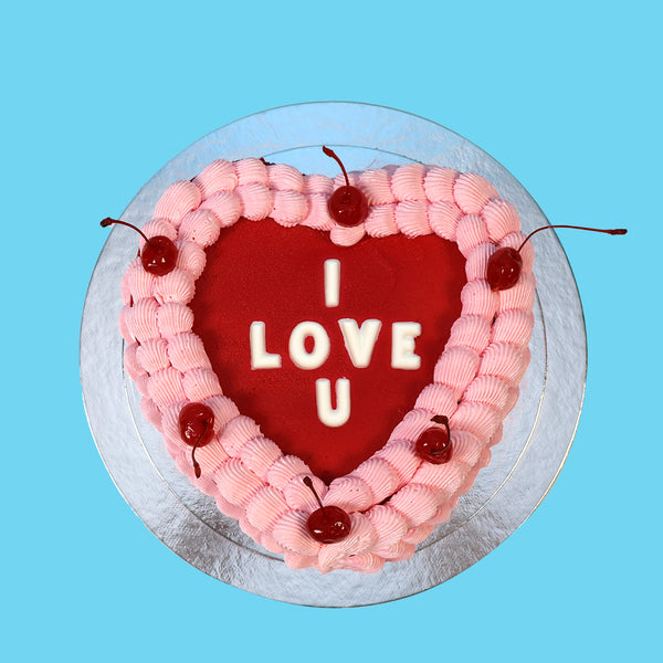 I LOVE U Red Heart Cake