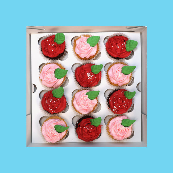 Pink & Red Rose Cupcakes