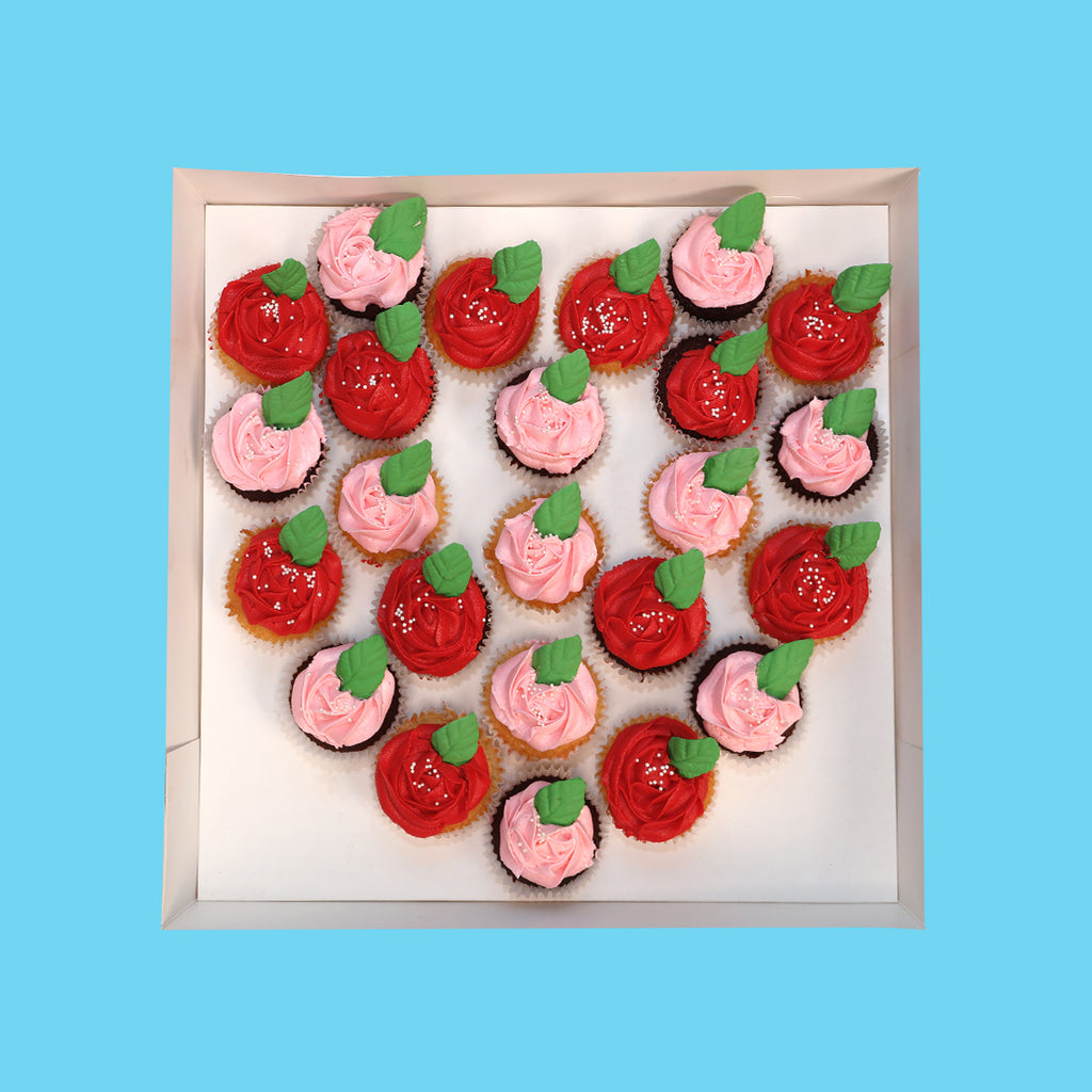 Pink & Red Rose Heart Cupcake Box