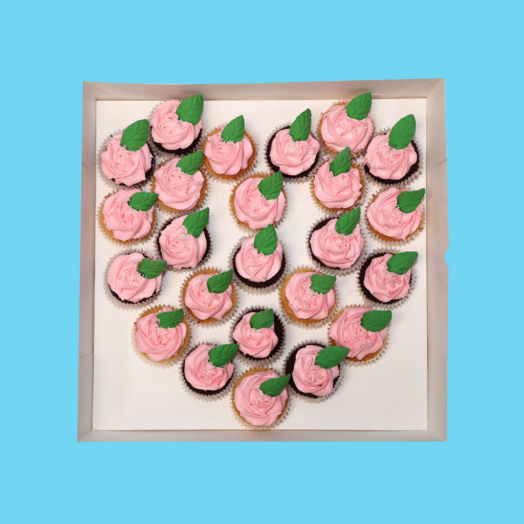 Pink Rose Heart Cupcake Box