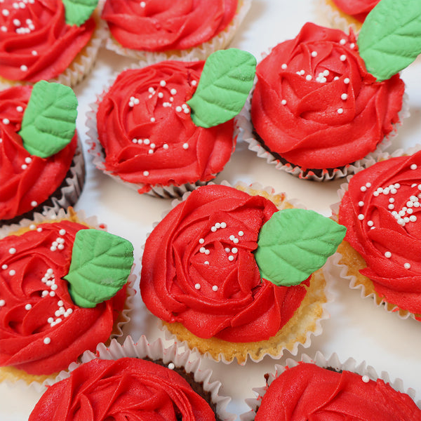 Red Rose Heart Cupcake Box