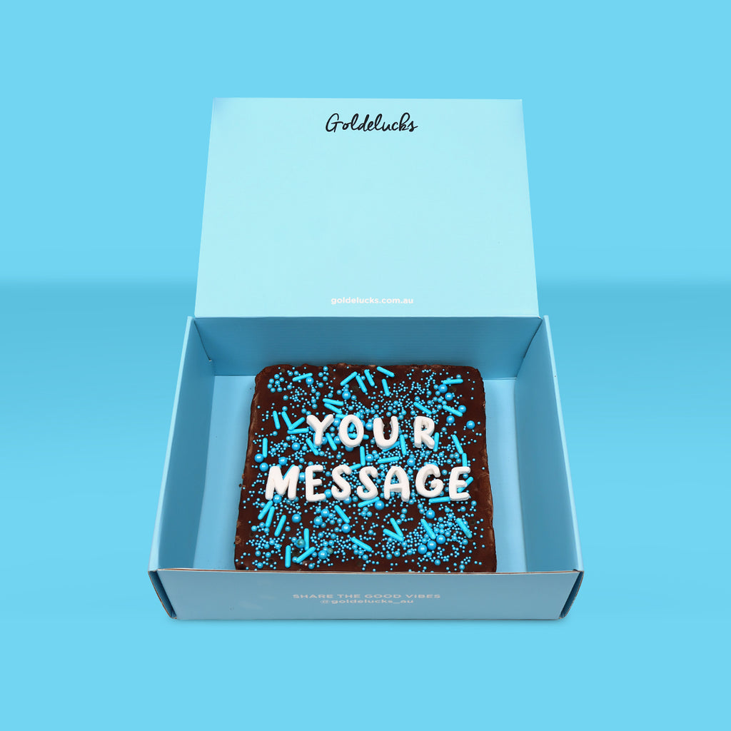 Personalised Loaded Brownie with Blue Sprinkles