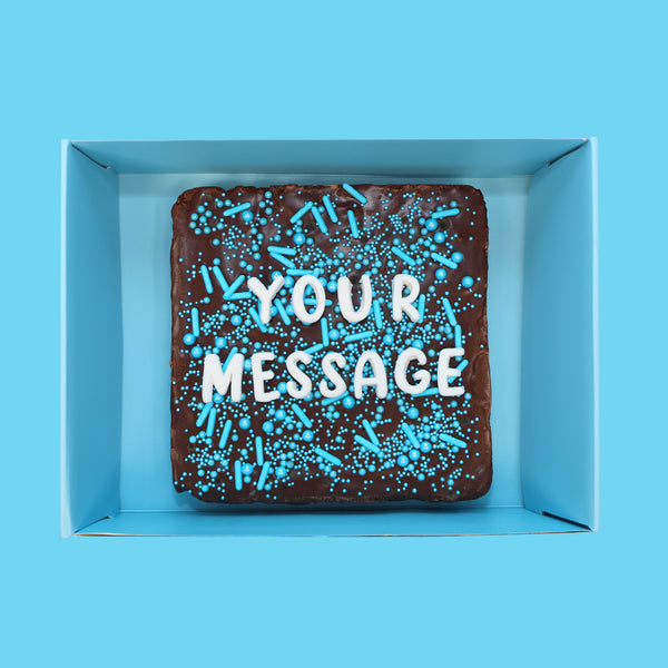 Personalised Loaded Brownie with Blue Sprinkles