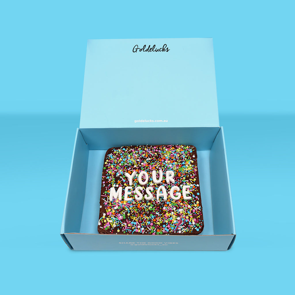 Personalised Loaded Brownie with Rainbow Sprinkles