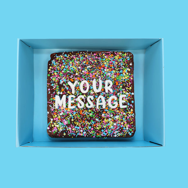 Personalised Loaded Brownie with Rainbow Sprinkles