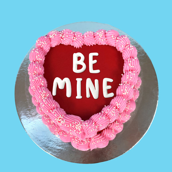 BE MINE Red Heart Cake