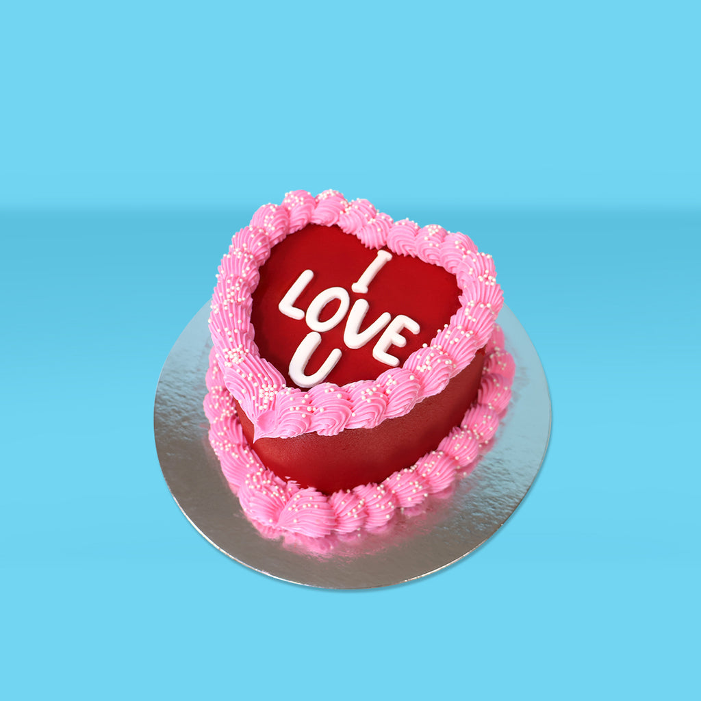 I LOVE U Red Heart Cake