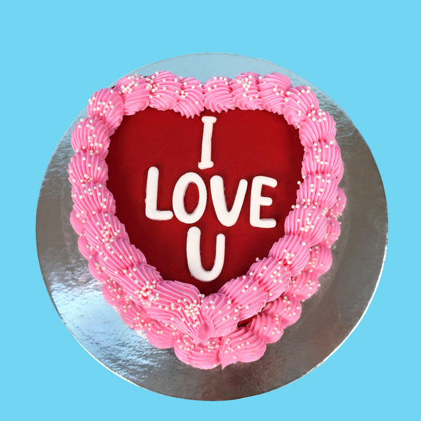 I LOVE U Red Heart Cake